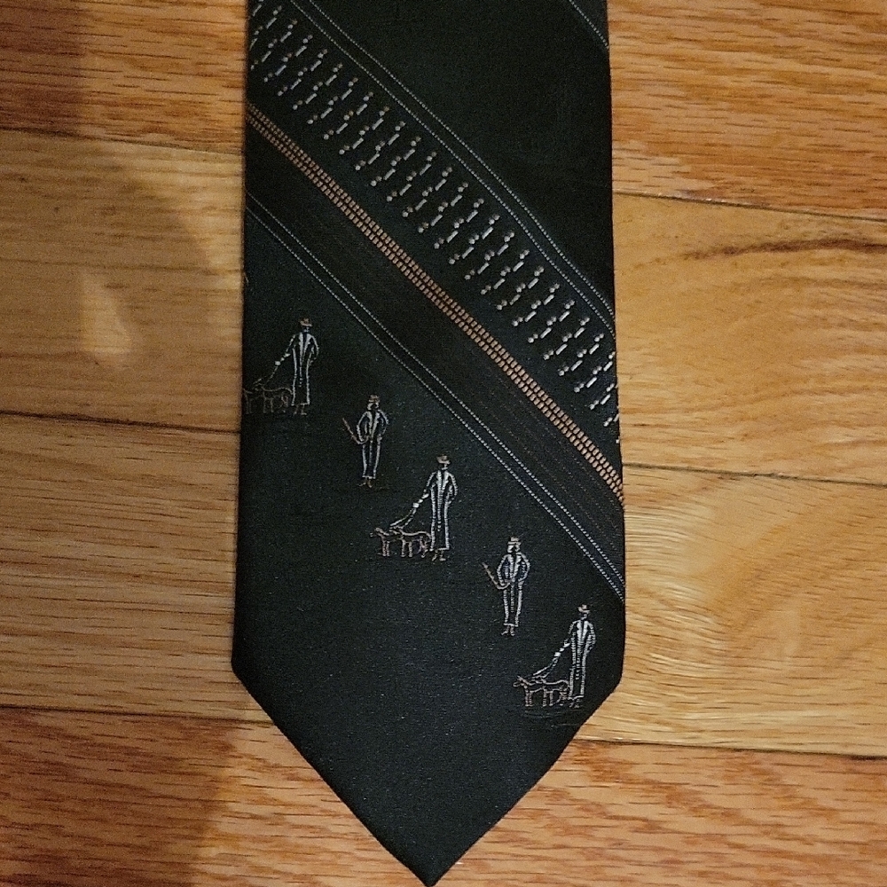 VINTAGE berger'e Men's Black Patterned Tie